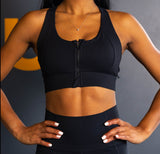 High-Support Padded Zip-Front Sports Bra